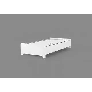 Holzbett 100x200 Einzel weiß Jugendbett im Kinderzimmer Bettrahmen - Weiß