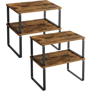 SONGMICS Gewürzregal, 4er Set, erweiterbar, stapelbar, mit Metallrahmen | Küchenregal, Küchen-Organizer, Gewürzhalter, 29,7 x 19,5 x 15,8 cm, bordeaux-schwarz, BYSTRO Kollektion KCS021X01