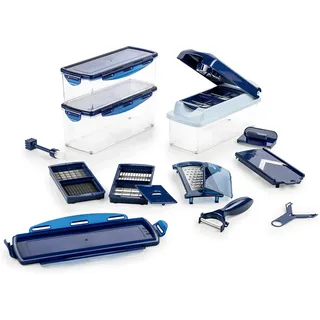 Genius Nicer Dicer Plus (18 Teile) in saphirblau- Obstschneider Zwiebelschneider Pommesschneider Tomatenschneider Gemüseschneider - Blau