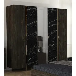 Kleiderschrank Schlafzimmer Spiegelschrank Schrank 5 türige Schränke Möbel 204cm - Schwarz