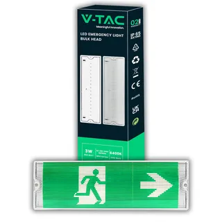 V-TAC Notleuchte LED 3 W für Decke und Wand – Notausgangsbeleuchtung mit Akku – Akkulaufzeit 3 Stunden – IP65 – Lampe für Steckdose – Exit – 4 Signalisierungen enthalten – Licht 4000 K