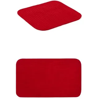 Gözze Badteppich Berlin 2er Set, 50x45 cm + 60x100 cm, Farbe: Bordeaux