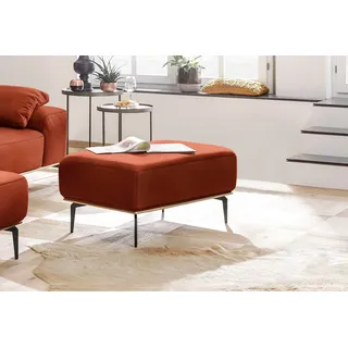 W.Schillig Polsterhocker »run« mit Holzsockel, Füße in Schwarz pulverbeschichtet, Breite 75 cm, orange