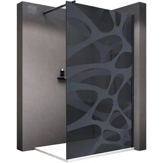 BERNSTEIN Duschwand Glas Duschabtrennung Walk-In Dusche Nano ESG Echtglas Duschtrennwand EX101 Milchglas-Muster Wave 110 x 200 cm