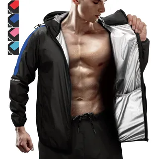 RDX Schwitzanzug Zum Abnehmen, Saunaanzug REACH OEKO TEX 100 ZERTIFIZIERT, Kapuzen Anzug Sauna Suit Sweatanzug Sportanzug Trainingsanzug Thermo Sweatsuit Boxen MMA Gym Fitness Laufen Herren Damen