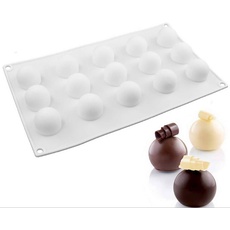 XiaoShenLu Silikon 3D Formen - Jelly Pudding Biskuit Dessert Cupcake Backformen DIY Schokoladenform, 15 Löcher Spheric, Weiß
