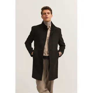 Kurzmantel BUGATTI "Flexcity Stretch", Herren, Gr. 52, schwarz (280, dunkelgrau), 55% Polyester, 40% Wolle, 5% sonstige Fasern, unifarben, normal, normaler Saum, Mäntel Kurzmantel, Modern Fit aus einem Wollmix