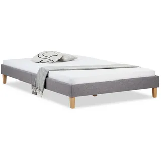 Homestyle4u Polsterbett mit Lattenrost 140/200 cm in Grau , Textil , 140x200 cm , Schlafzimmer, Betten, Polsterbetten