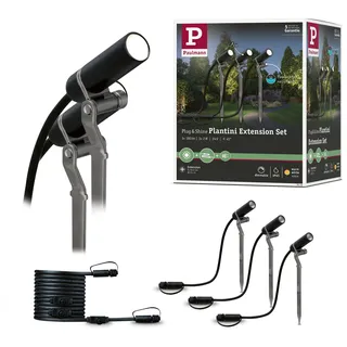Paulmann Plug & Shine Spot Plantini Außenleuchte Aluminium 22,3 cm 3er Set anthrazit