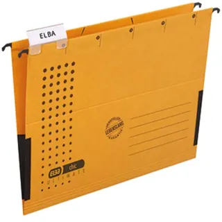 Elba Hängetasche chic für A4, aus Karton, mit Leinenfröschen, gelb, 5er Pack
