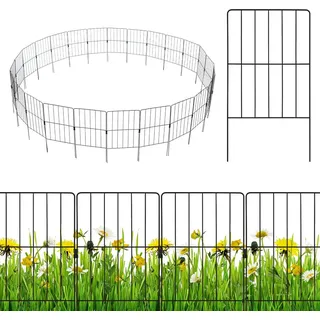 Costway Gartenzaun 825 x 60 cm Schwarz Metall 25 St.