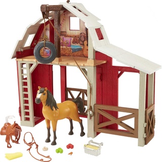 Mattel Spirit Pferdestall Spielset mit Pferd Spirit, Stall, 3 Spielbereichen und 10 Spielteilen, tolles Geschenk für Kinder ab 3Jahren, HDK56