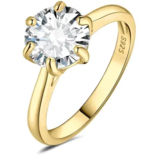 JewelryPalace Klassisch 9mm 3ct Rundschliff Zirkonia Solitär Promise Ring Damen, Verlobungsring Damenring Ringe Silber 925 mit Stein für Frauen, Simulierte Diamant Jubiläum Eheringe Vergoldet 62
