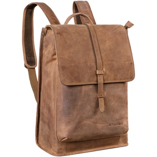 STILORD 'Foster' Lederrucksack Groß Fahrrad Rucksack Vintage Leder Rucksack für Laptop Business Backpack Arbeitsrucksack für Herren Damen Echtleder, Farbe:mittel - braun