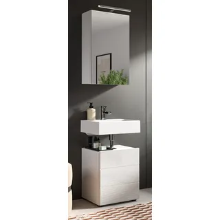 Badmöbel-Set "Larik" in weiß Hochglanz, 2-teilig, Breite 40 cm mit LED - Weiß