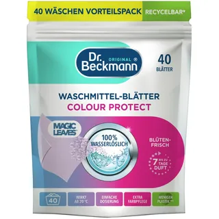 Dr. Beckmann MAGIC LEAVES Waschmittel-Blätter COLOR | vordosierte & wasserlösliche Waschblätter | platzsparend und leicht anzuwenden | 40 Blätter