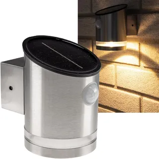 ChiliTec LED Solar Wandleuchte SWL 119-ES Solarleuchte mit PIR Bewegungsmelder Aussenleuchte mit Solarzelle IP44 Edelstahl