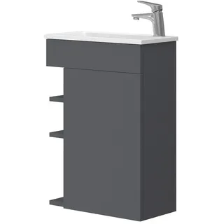 Vicco Badmöbel-Set Amadeo Anthrazit 2-teilig Waschbecken Waschtischunterschrank kleine Tür