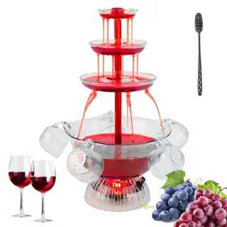 3-Stufiger Klarer Partybrunnen, Rotwein Partybrunnen Mit 5 Tassen | Für Liquor Wein Getränke, LED-Beleuchteter Sockel, Stabile Platzierung, Für Trinkspiele/Bar/Geburtstagsfeiern/Home Party