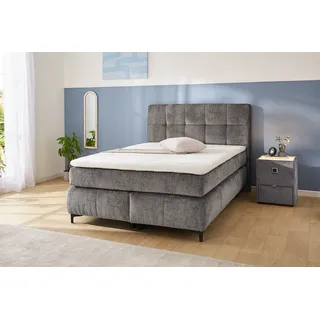 Jockenhöfer Gruppe Boxspringbett »Beatrice erhältlich in 140 & 180cm Breite« 7-Zonen-TTFK-Matratzen und KS-Topper, verschiedene Härtegrade grau