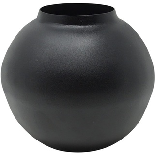 LaLe Living Vase Soyah aus Eisen in Schwarz und Weiß, Ø14,5x13,5cm Matte Oberfläche als dekorative Tischdeko Blumenvase im Wohnzimmer, Büro und Esszimmer (Schwarz)