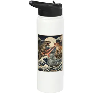 Kaiju Cat T-Rex Japanische Ukiyo-e Art Stainless Steel Insulated Water Bottle
