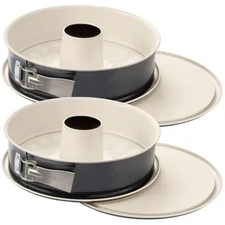 Dr. Oetker 9330850 Springform mit Scharnier, Kuchenform, runde Form, Savarinform, runde Form, Edelstahl, Keramik, Creme, Anthrazit, 28 cm x 7,5 cm, 2 Stück