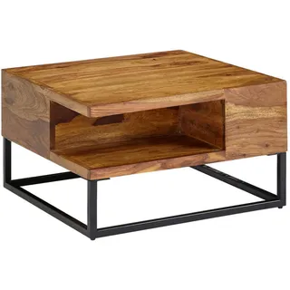 Wohnling Couchtisch quadratisch Braun Sheesham 60 x 34,5 x 60 cm