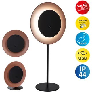 LED Solarleuchte NÄVE "Solan", braun, B:11,8cm H:41,5cm L:20cm, Leuchten, LED Solarleuchte, 4in1 Akku-Solar-Tisch-Hängeleuchte, Touchschalter, USB, dimmbar