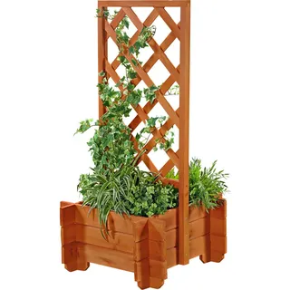 Melko Pflanzkübel mit Rankgitter Blumenkasten Spalier Holz Pergola - Braun - Hellbraun