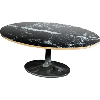 Casa Padrino Luxus Couchtisch Oval Schwarz / Messingfarben 120 x 60 x H. 50,5 cm - Luxus Wohnzimmertisch - Schwarz, Silber