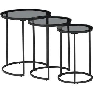 [en.casa] Couchtisch 3er Set Schwarz/Transparent 80989389