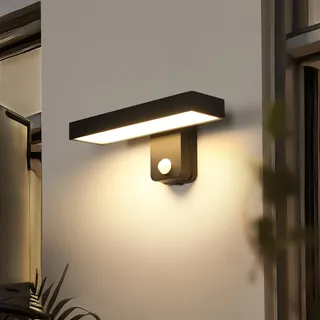 Riserva Außenwandleuchte mit Bewegungsmelder 350° Drehend, 17W Wandleuchte Außen Modern Design, 3000K Warmweiß, Wasserdicht IP65 Aussenlampe Aluminium, für Garten, Terrasse, Flur, Treppe, Schwarz