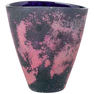 DRW Tischvase aus Glas in Grau und Rosa, undurchsichtig, 14 x 24 x 24 cm