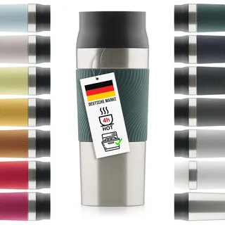Blumtal Thermobecher 350 ml - Kaffeebecher to go aus Edelstahl - auslaufsicherer Isolierbecher kalt/heiß - Mug mit 360° Trinköffnung - Thermosbecher + Quick-Press-Verschluss - Coffee Mug - Dunkelgrün