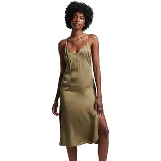 Superdry Satin Cami Slip ärmelloses Midikleid - Tornado Green - 2XS