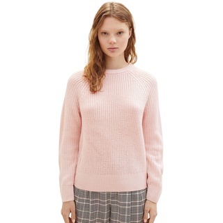 Tom Tailor Denim Damen Basic Pullover mit Rundhalsausschnitt, 14557 - Light English Rose, L