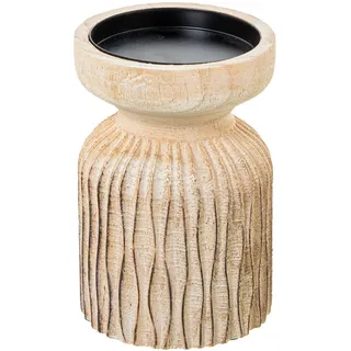 Kerzenhalter aus Holz und Metall, Natur und schwarz, 10 x 10 x 14 cm