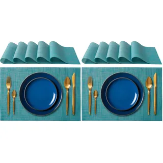 IPEA 6er Set Tischsets Abwaschbar Blau - 45 x 30 cm - für Abendessen, Mittagessen, Frühstück, 6 Stück - Waschbar, Hitzebeständig, rutschfest, Schmutzabweisend, für Küchentisch und Wohnzimmer