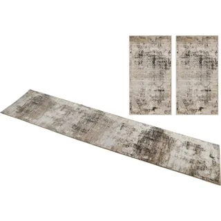 MY HOME Bettumrandung »Hamsa« Höhe 9 mm 3 Stk. tlg. dezenter Glanz, Schrumpf-Garn-Effekt, im Vintage-Look, dichte Qualität my home B/L (Brücke): 67 cm x 140 cm (2 Stk.) B/L (Läufer): 67 cm x 340 cm ()