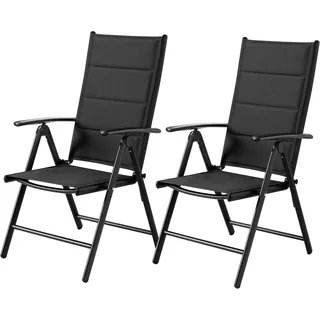 Clevich Gartenstuhl Alu 2er Set, Klappstuhl, 7-Fach Verstellbar, Maximale Belastbarkeit 120 kg, Wasserdicht, Geeignet Für Balkon, Camping,Garten, Hochwertiger Outdoor Klappstuhl (schwarz)