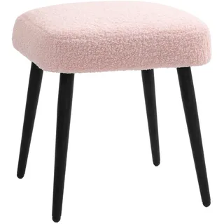 Homcom Fußhocker Sitzhocker Quadratischer Schminkhocker mit Kaschmir-Optik Stahlbeine, für Wohnzimmer, Hocker quadratisch weichem Sitzkissen Stahlbeinen mit Polsterhocker Ottoman Schlafzimmer, Rosa, 42 x 42 x 47cm