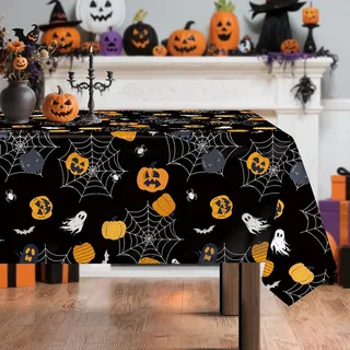 Arquiel Tischdecke Rechteckige, Halloween Geist Kürbis Tischtuch Abwaschbar Tischdecken Wasserabweisend Tischdecke für Party Feiertage Herbst Abendessen Dekor(152 x 213 cm)