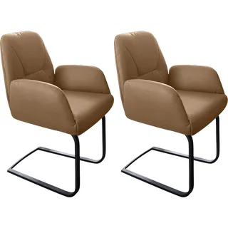 W.Schillig Freischwinger Leder braun 2er Set