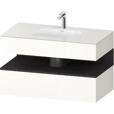 Duravit Qatego Einbauwaschtisch mit Konsolenwaschtischunterbau, 1000x550x600mm, Nische Graphit Supermatt, QA4786080, Farbe: Weiß Hochglanz/mit Nischenbeleuchtung