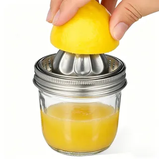 Cabilock Manuelle Saftpresse Mit Glas Jar Für Zitronen Limetten Und Kiwis Kompakter Edelstahl Zitruspresse Für Zuhause Einfach Zu Reinigen
