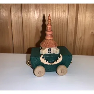 Weihnachtsfiguren Waggon mit Kirche für Elchexpress 8 cm Bahnwagen Winterzug