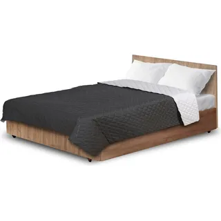Ultraschall-Steppbettdecke 220x240 cm grau und schwarz - Grau, Schwarz