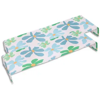 Tischläufer , Blau, Grün, Weiß , Textil , Blume , rechteckig , 40x140 cm , Oeko-Tex® Standard 100 , Heimtextilien, Wohntextilien, Tischwäsche, Tischläufer