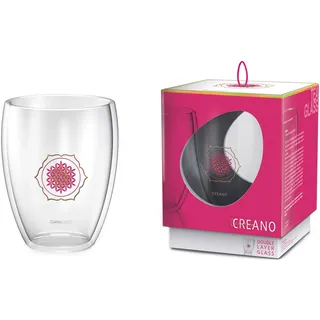 Creano doppelwandiges Tee-Glas, Latte Macchiato, Thermobecher Blume des Lebens | 250ml, in exklusiver Geschenkbox 1x 250ml